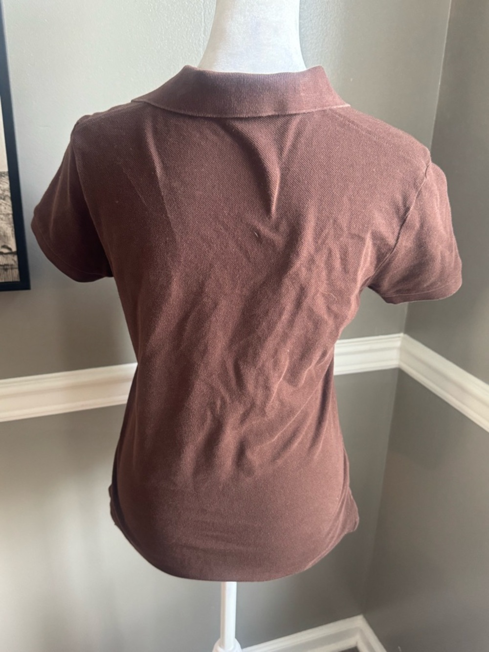Vintage Ralph Lauren Women’s Brown Polo Shirt Small Skinny Top Fit Cotton - Picture 4 of 6